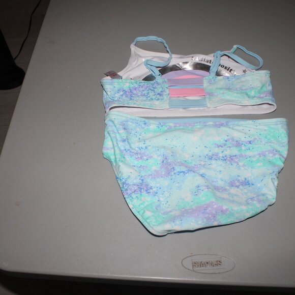 Multi Color Reversibile 2 Pcs Justice Bikini Swimsuit Size 16 - Picture 11 of 16